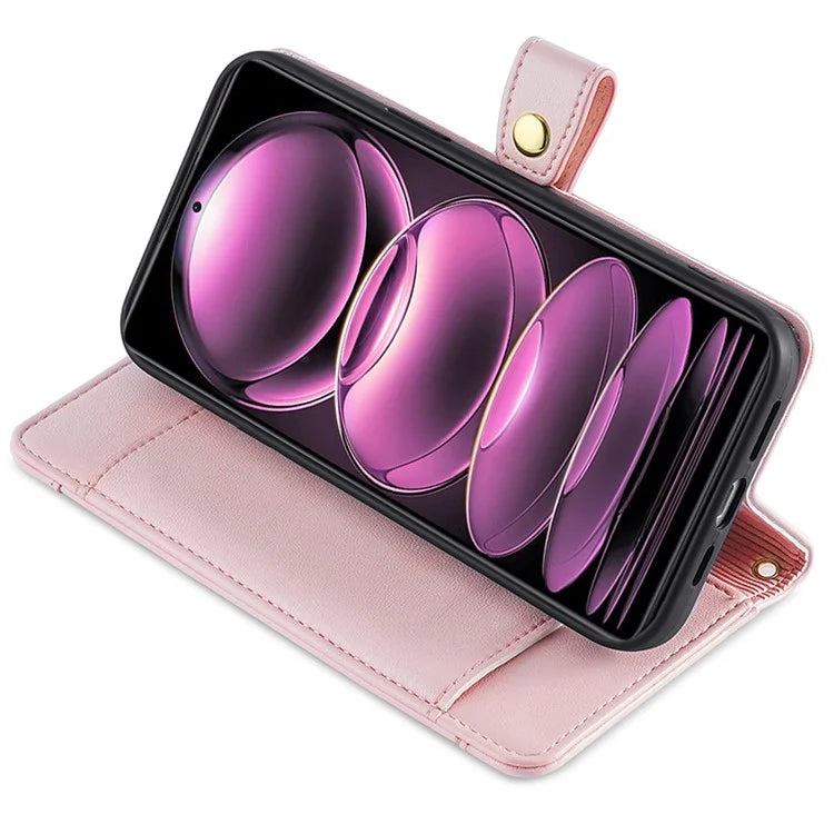 For Xiaomi Redmi Note 13 4G Cover Drop-proof Protection Leather Phone Case with 2 Straps