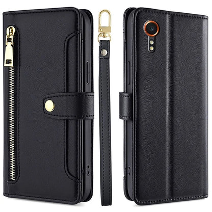 For Samsung Galaxy Xcover 7 Wallet Case Shockproof Leather Phone Cover with 2 Straps