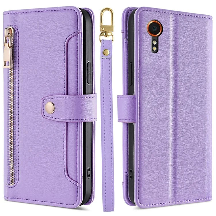 For Samsung Galaxy Xcover 7 Wallet Case Shockproof Leather Phone Cover with 2 Straps