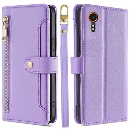 For Samsung Galaxy Xcover 7 Wallet Case Shockproof Leather Phone Cover with 2 Straps