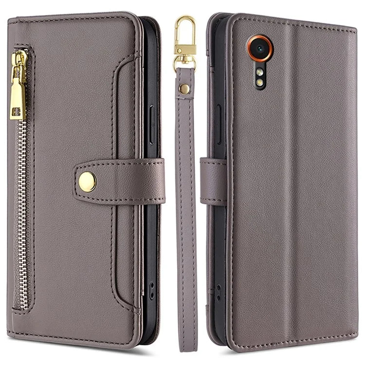 For Samsung Galaxy Xcover 7 Wallet Case Shockproof Leather Phone Cover with 2 Straps
