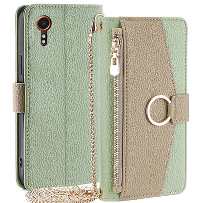 For Samsung Galaxy Xcover 7 Makeup Mirror Zipper Pocket Phone Cover Shockproof Case with Shoulder Strap