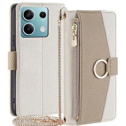 For Xiaomi Redmi Note 13 4G Case PU Leather Zipper Wallet Phone Cover with Makeup Mirror