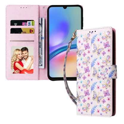For Samsung Galaxy A05s 4G Case Floral Aesthetic RFID Blocking Leather Phone Cover