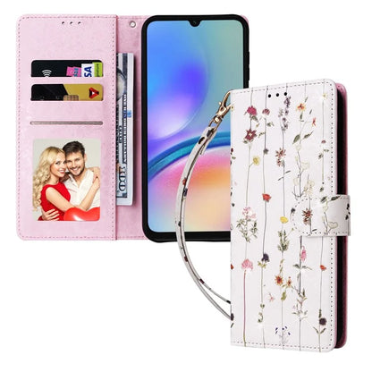 For Samsung Galaxy A05s 4G Case Floral Aesthetic RFID Blocking Leather Phone Cover