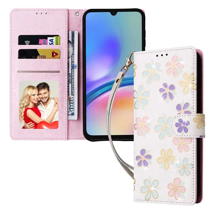 For Samsung Galaxy A05s 4G Case Floral Aesthetic RFID Blocking Leather Phone Cover