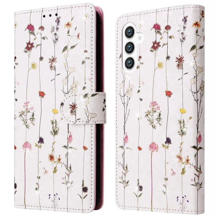 For Samsung Galaxy S24 Case Wallet RFID Blocking Leather Floral Phone Cover