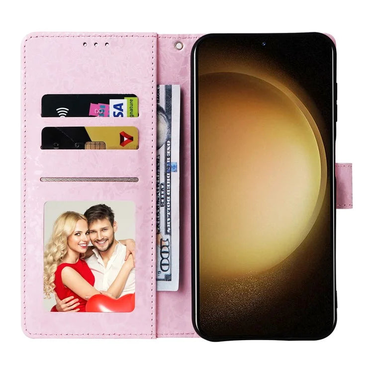 For Samsung Galaxy S24 Case Wallet RFID Blocking Leather Floral Phone Cover