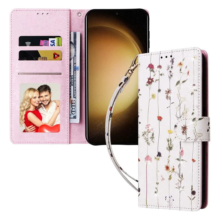 For Samsung Galaxy S24 Case Wallet RFID Blocking Leather Floral Phone Cover