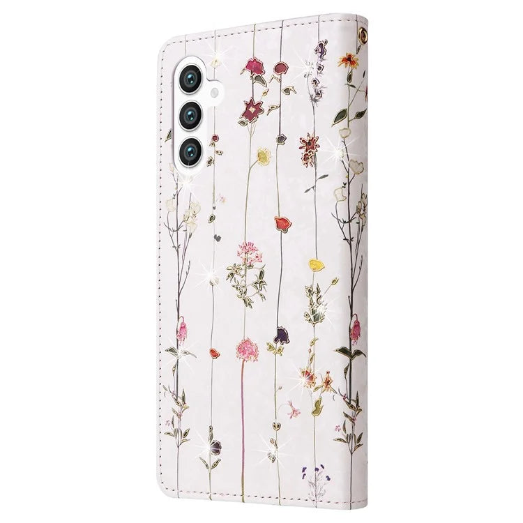 For Samsung Galaxy S24 Case Wallet RFID Blocking Leather Floral Phone Cover