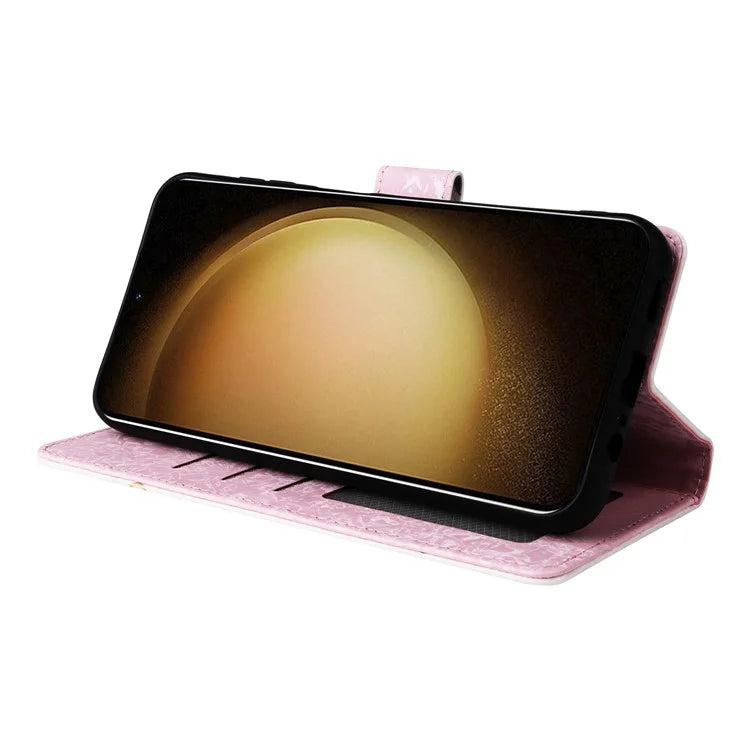 For Samsung Galaxy S24 Case Wallet RFID Blocking Leather Floral Phone Cover