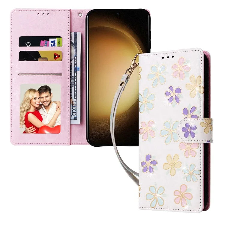 For Samsung Galaxy S24 Case Wallet RFID Blocking Leather Floral Phone Cover