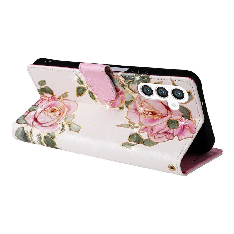 For Samsung Galaxy S24 Case Wallet RFID Blocking Leather Floral Phone Cover