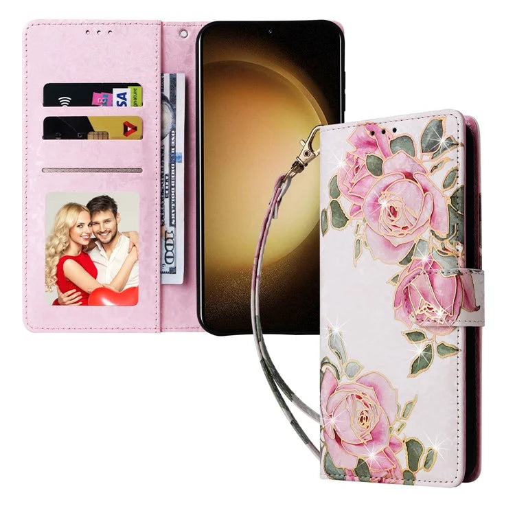 For Samsung Galaxy S24 Case Wallet RFID Blocking Leather Floral Phone Cover