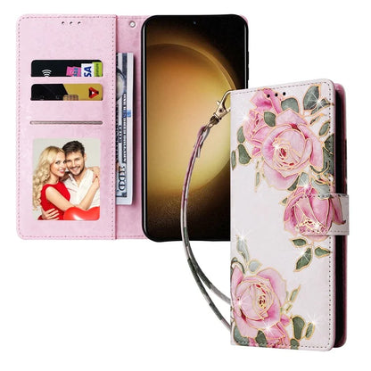 For Samsung Galaxy S24 Case Wallet RFID Blocking Leather Floral Phone Cover