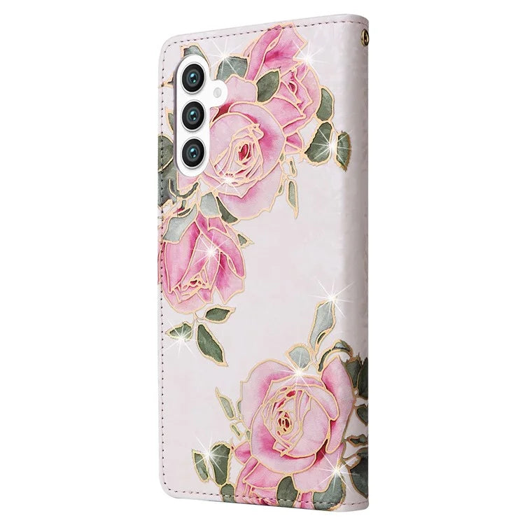 For Samsung Galaxy S24 Case Wallet RFID Blocking Leather Floral Phone Cover