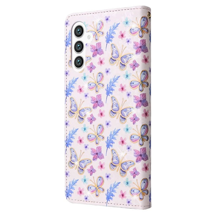For Samsung Galaxy S24 Case Wallet RFID Blocking Leather Floral Phone Cover
