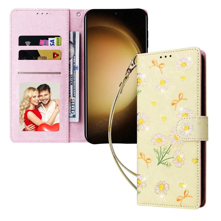 For Samsung Galaxy S24 Case Wallet RFID Blocking Leather Floral Phone Cover