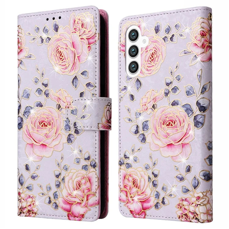 For Samsung Galaxy S24 Case Wallet RFID Blocking Leather Floral Phone Cover