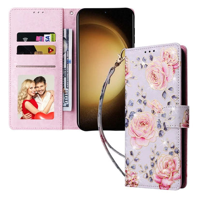 For Samsung Galaxy S24 Case Wallet RFID Blocking Leather Floral Phone Cover
