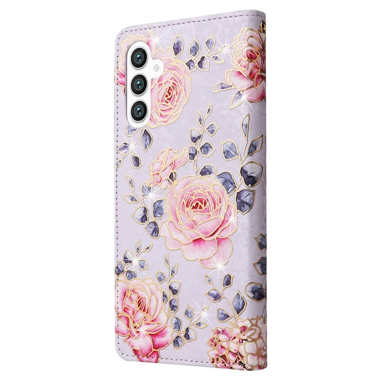 For Samsung Galaxy S24 Case Wallet RFID Blocking Leather Floral Phone Cover