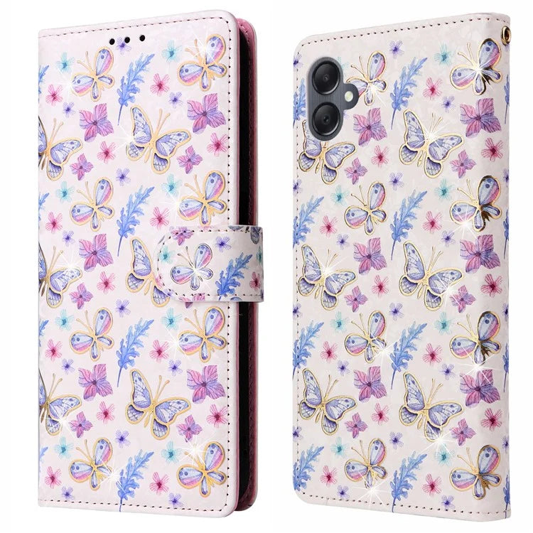For Samsung Galaxy A05 4G Case RFID Blocking Lacquered Design Leather Flip Phone Cover