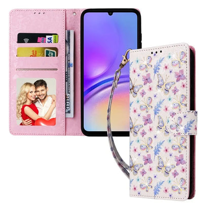 For Samsung Galaxy A05 4G Case RFID Blocking Lacquered Design Leather Flip Phone Cover