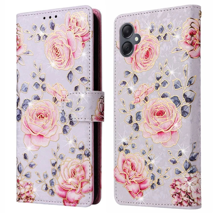 For Samsung Galaxy A05 4G Case RFID Blocking Lacquered Design Leather Flip Phone Cover