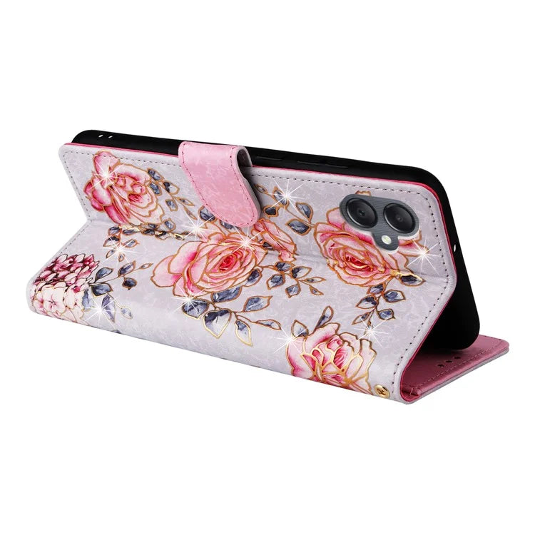 For Samsung Galaxy A05 4G Case RFID Blocking Lacquered Design Leather Flip Phone Cover