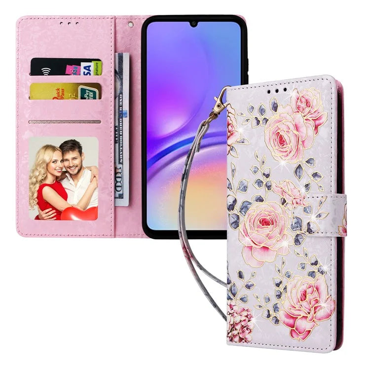 For Samsung Galaxy A05 4G Case RFID Blocking Lacquered Design Leather Flip Phone Cover