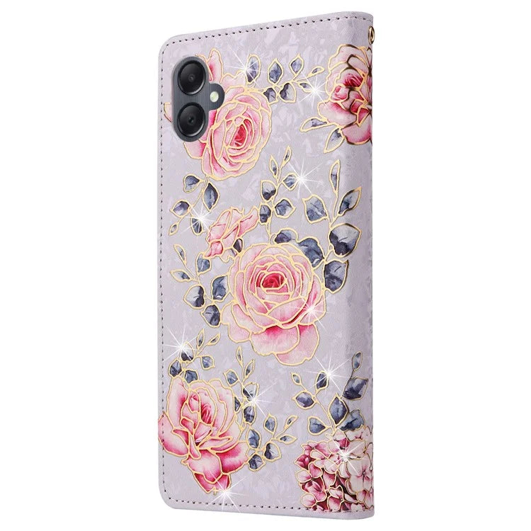 For Samsung Galaxy A05 4G Case RFID Blocking Lacquered Design Leather Flip Phone Cover