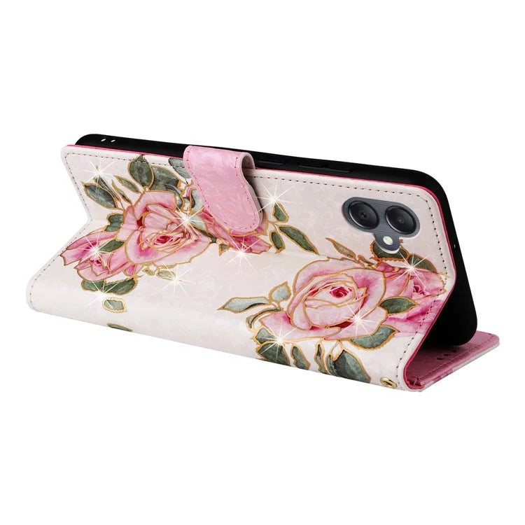 For Samsung Galaxy A05 4G Case RFID Blocking Lacquered Design Leather Flip Phone Cover