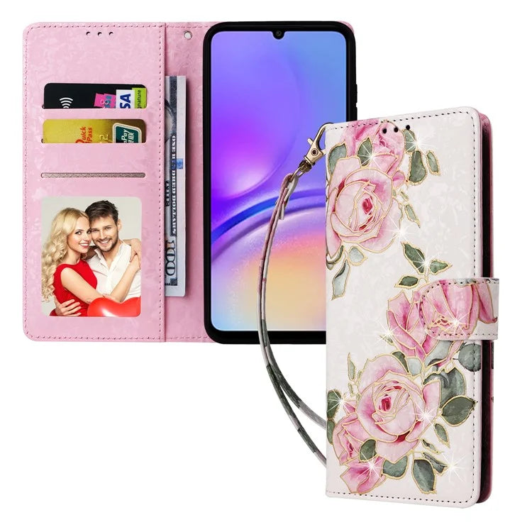 For Samsung Galaxy A05 4G Case RFID Blocking Lacquered Design Leather Flip Phone Cover