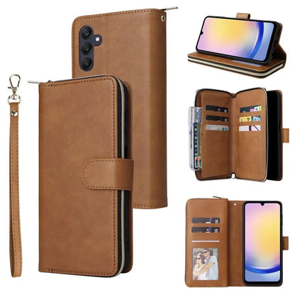 For Samsung Galaxy A25 5G (Global) (161.0 x 76.5 x 8.3mm) Case Card Slots Zipper Wallet Leather Phone Cover