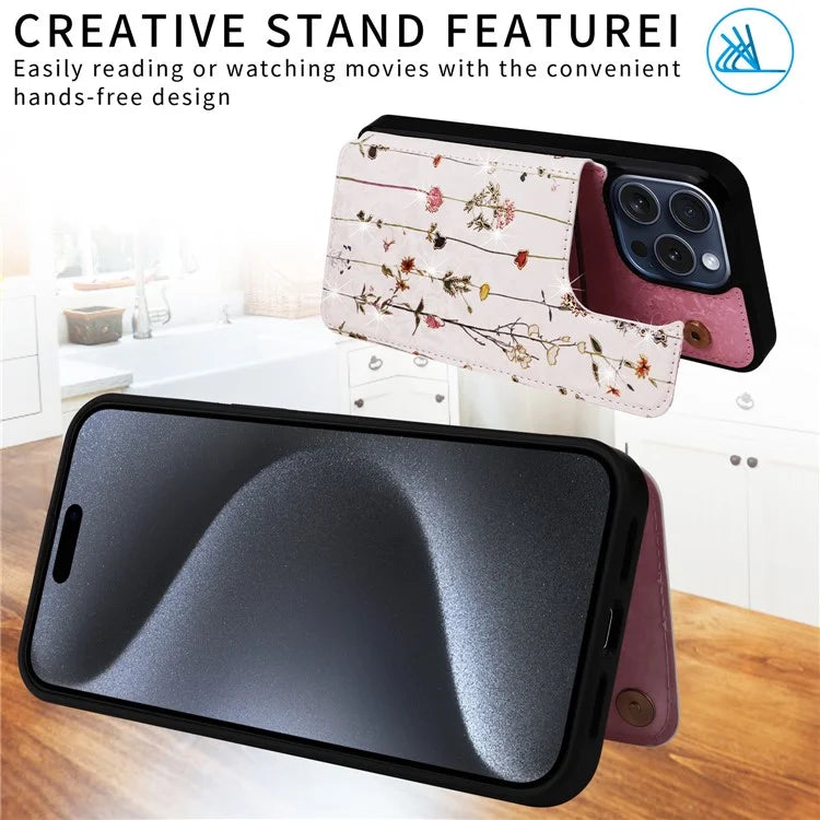 For iPhone 15 Pro Case Kickstand Drop Protection Shockproof Phone Shell