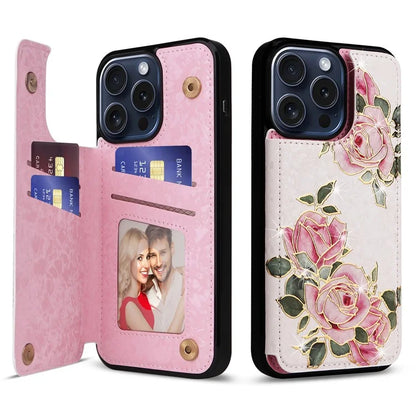 For iPhone 15 Pro Case Kickstand Drop Protection Shockproof Phone Shell Flower