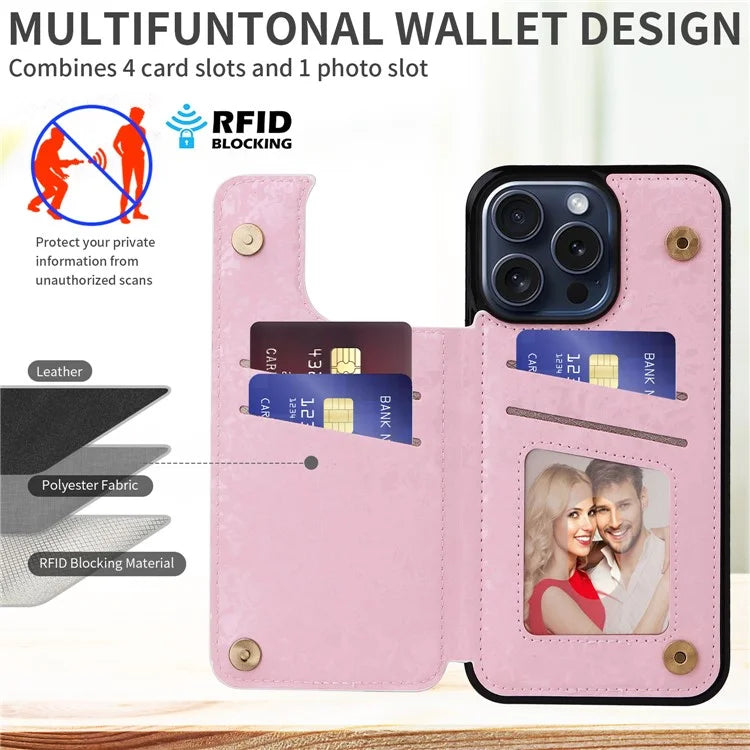 For iPhone 15 Pro Case Kickstand Drop Protection Shockproof Phone Shell Flower