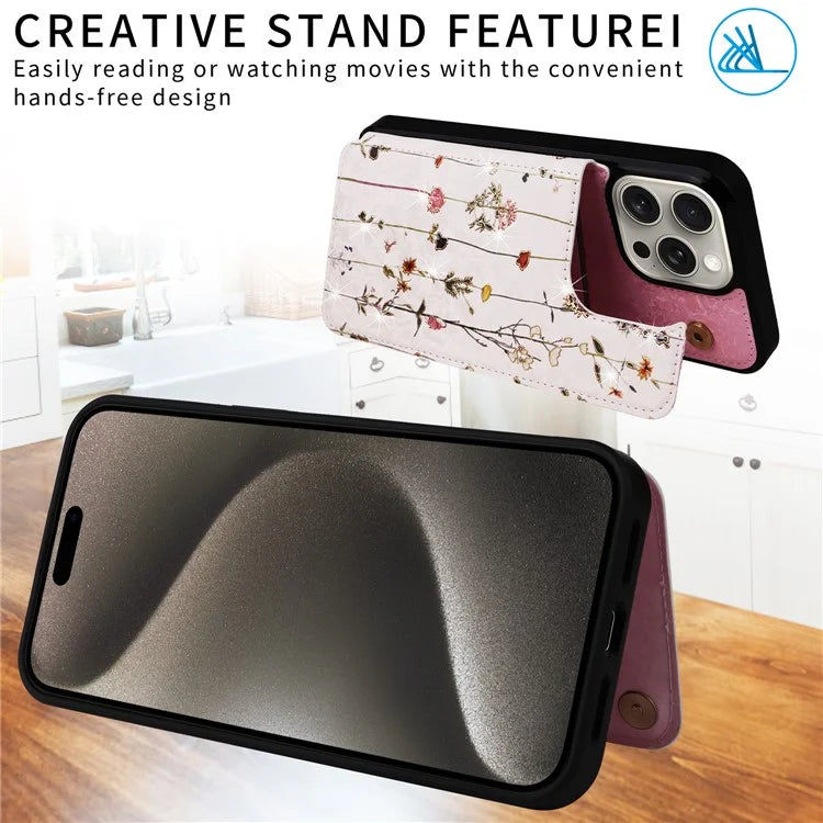 For iPhone 15 Pro Max Shockproof Case Drop-Proof Kickstand Phone Shell