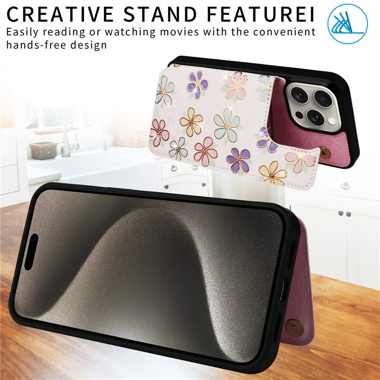 For iPhone 15 Pro Max Shockproof Case Drop-Proof Kickstand Phone Shell