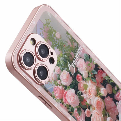 KYW Series for iPhone 13 Pro Case Camera Protection Flower Pattern Tempered Glass Phone Cover