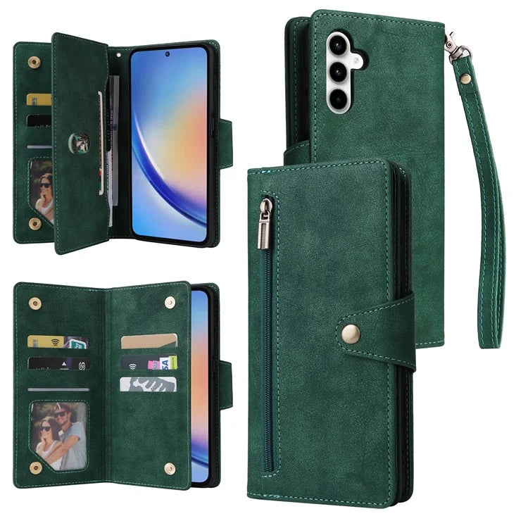 For Samsung Galaxy A35 5G Leather Case Rivet Decor Wallet Flip Phone Cover