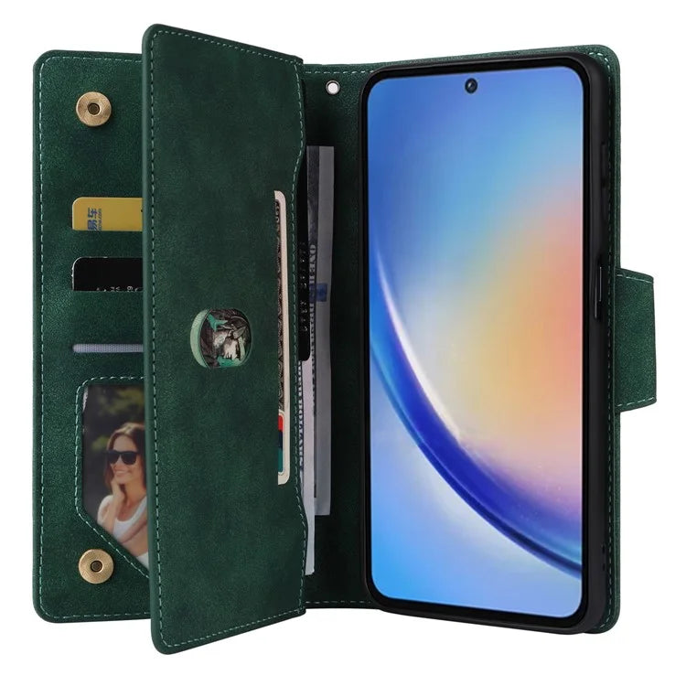 For Samsung Galaxy A35 5G Leather Case Rivet Decor Wallet Flip Phone Cover