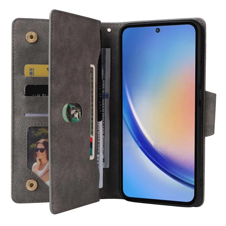 For Samsung Galaxy A35 5G Leather Case Rivet Decor Wallet Flip Phone Cover