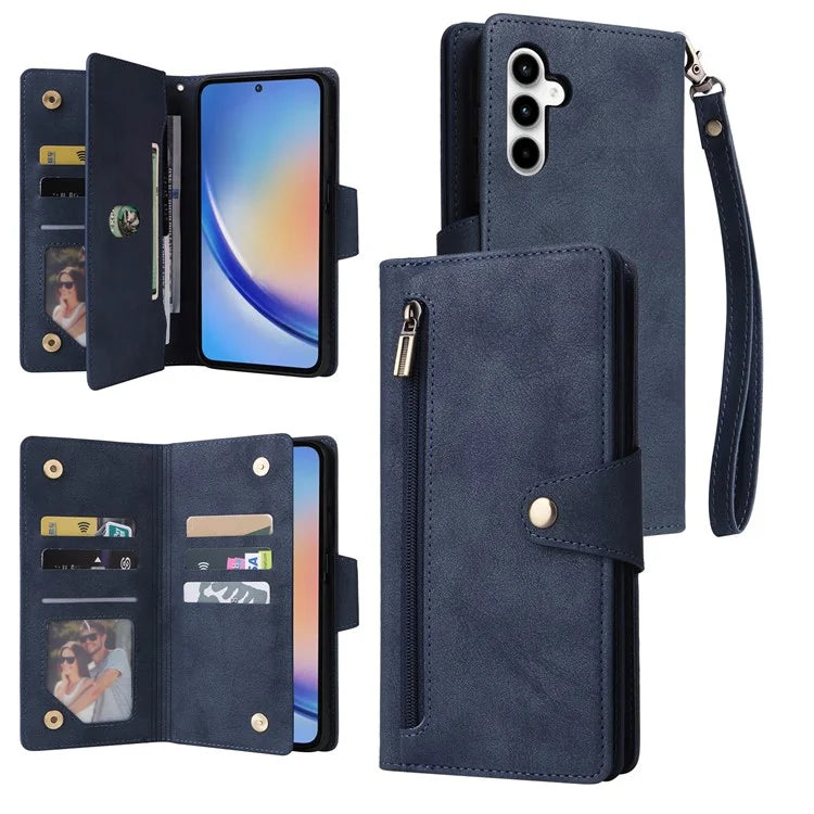 For Samsung Galaxy A35 5G Leather Case Rivet Decor Wallet Flip Phone Cover