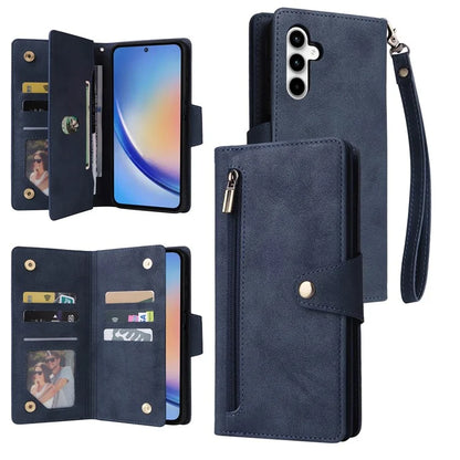 For Samsung Galaxy A35 5G Leather Case Rivet Decor Wallet Flip Phone Cover