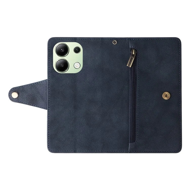 For Xiaomi Redmi Note 13 4G Phone Wallet Case Rivet Decor Leather Stand Cover