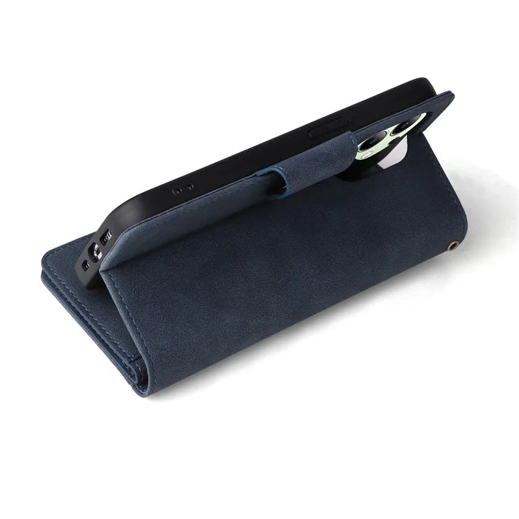 For Xiaomi Redmi Note 13 4G Phone Wallet Case Rivet Decor Leather Stand Cover