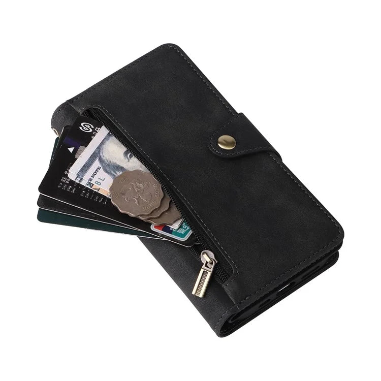For Xiaomi Redmi Note 13 4G Phone Wallet Case Rivet Decor Leather Stand Cover