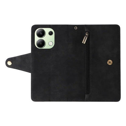 For Xiaomi Redmi Note 13 4G Phone Wallet Case Rivet Decor Leather Stand Cover