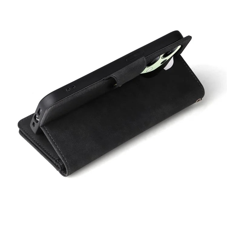 For Xiaomi Redmi Note 13 4G Phone Wallet Case Rivet Decor Leather Stand Cover